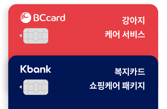 BCcard - 강아지 케어 서비스, Kbank - 복지카드 쇼핑케어 패키지 