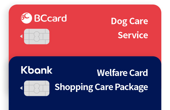 BCcard - 강아지 케어 서비스, Kbank - 복지카드 쇼핑케어 패키지 